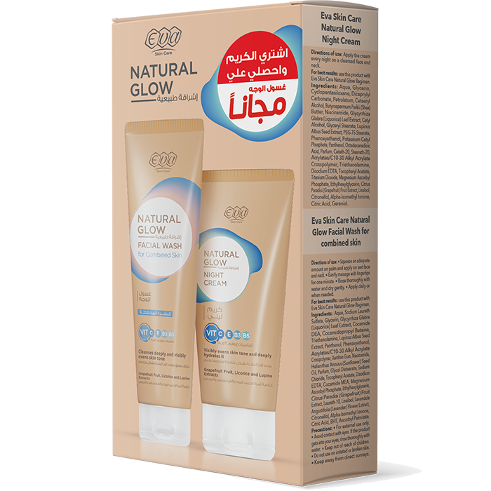 eva natural glow face wash + night cream