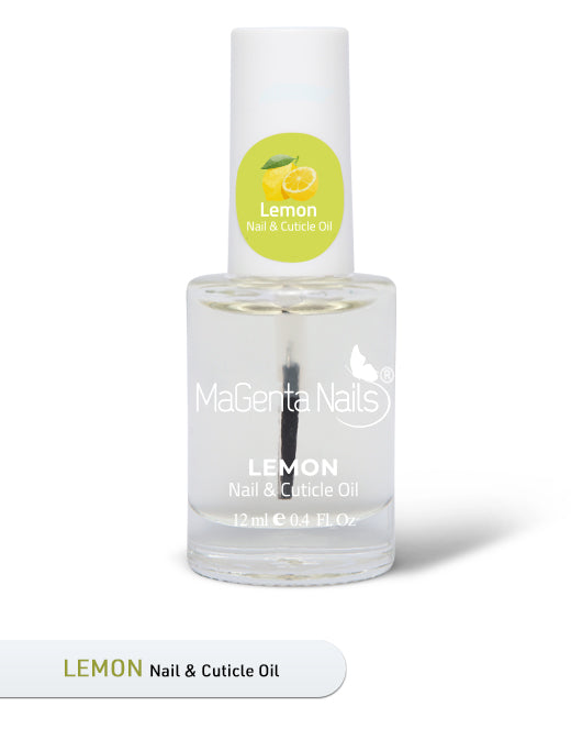 magenta nail polish lemon