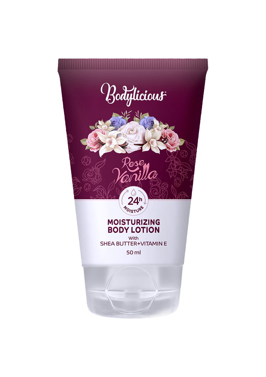 bodylicious moisturizing body rose vanilla 50 ml