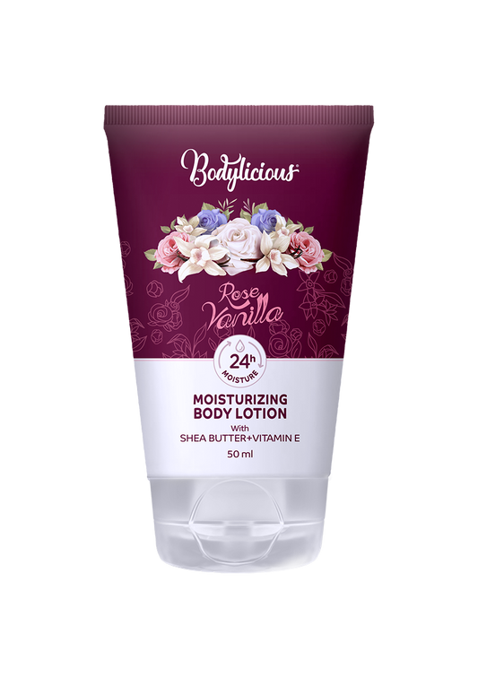 bodylicious moisturizing body rose vanilla 50 ml